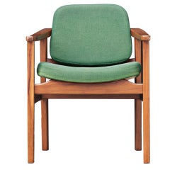 Mid Century Modern Danish Green Side Arm Chair 