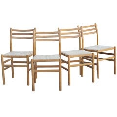 4 Mid Century Modern Scandinavian Cane Dining Chairs