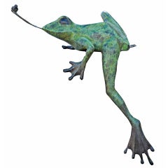 Bronze Frog Garden Sculpture