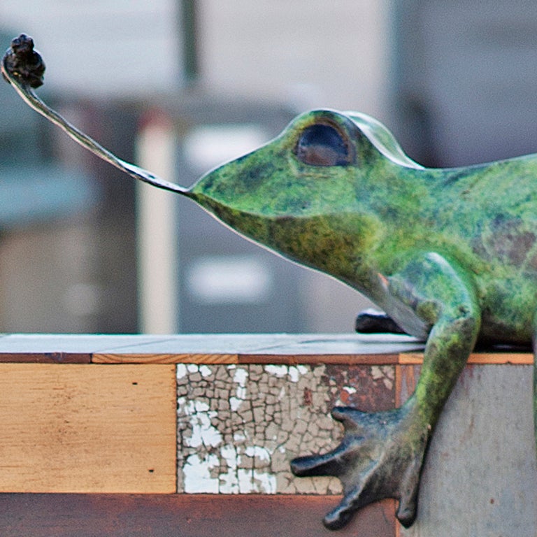 Bronze Frog Garden Sculpture