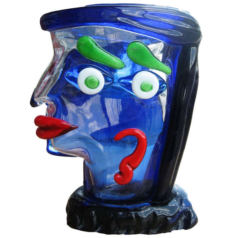 Sandro Frattin Murano Italian Abstract Art Glass Head For Sale at 1stdibs