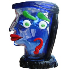 Sandro Frattin Murano Italian Abstract Art Glass Head