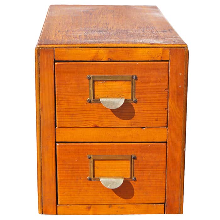 Vintage Two Drawer Table Top Wooden Card File at 1stDibs | vertical ...