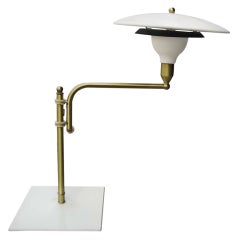 Art Deco Swing-Arm Desk Lamp with Saucer Shade