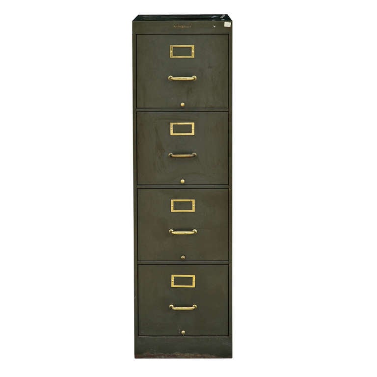 A very nice Mid Century Modern Shaw Walker File Cabinet.

Drawers glide smoothly and hold standard letter size 9 x 12 folders. All original, brass hardware. This cabinet is very well made and durable. Would make an amazing addition to any office