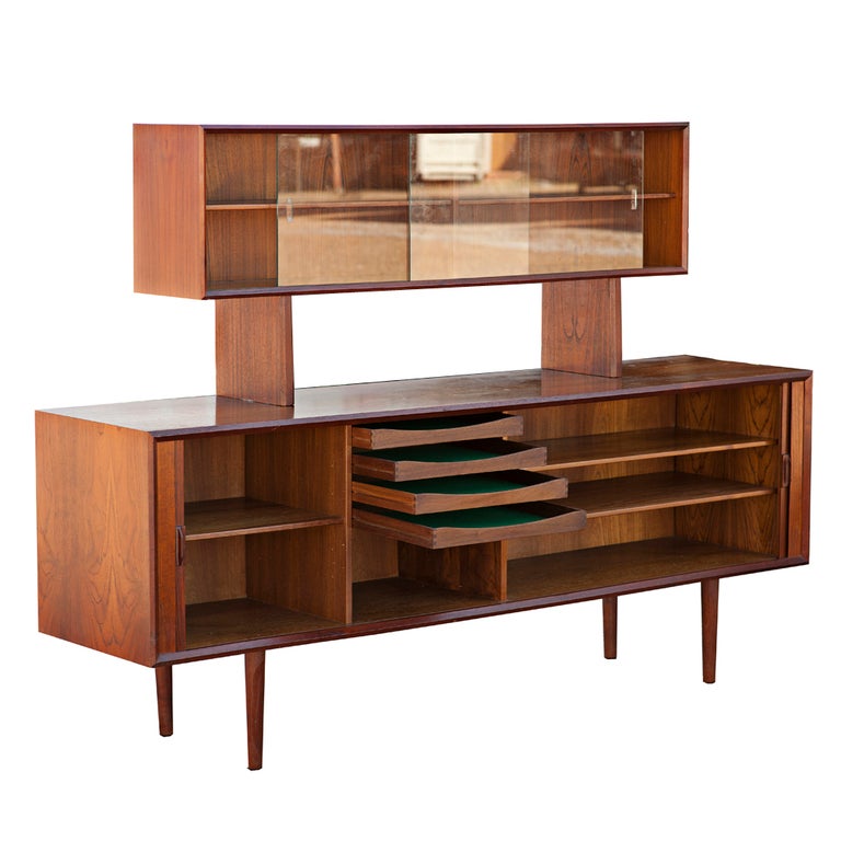 Mid Century Modern Danish Credenza with Floating Hutch For ...