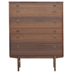 Dux Scandinavian Modern Teak Six Drawer Dresser Chest