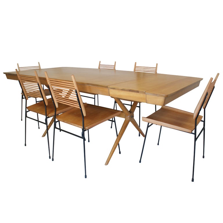 Vintage Mid Century Maple Extension Dining Table at 1stDibs