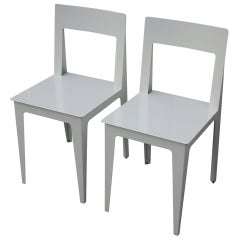 Pair of Ligne Roset La Pilee Dining Chairs White Lacquer