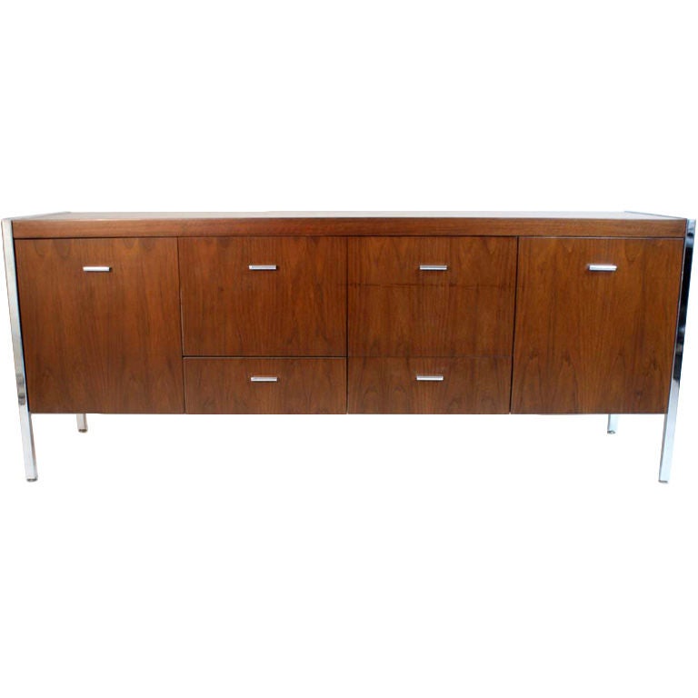 Jasper Walnut And Chrome Credenza