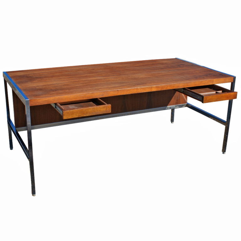 American Jasper Rosewood And Chrome Table Desk