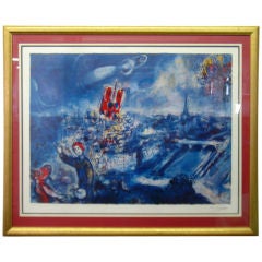 Marc Chagall "View Of Paris" Lithograph