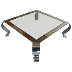Square Chrome And Glass Coffee Table 5