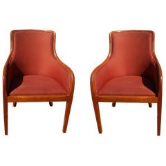 Pair Of Nicos Zographos For Zographos Cinnamon Chairs