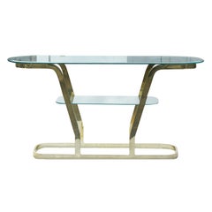 Two Tier Brass And Glass Console Sofa Table