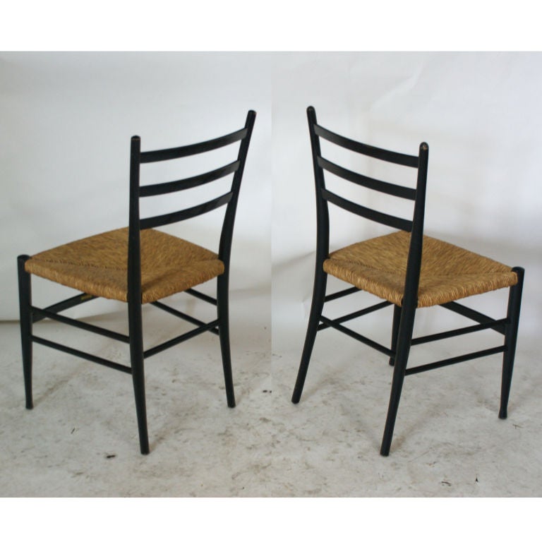 Italian Four Dining Side Chairs In The Manner Of Gio Ponti