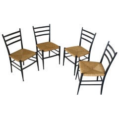 Four Dining Side Chairs In The Manner Of Gio Ponti