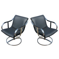 Pair of Gardner Leaver for Steelcase Black Swivel Lounge Chairs 12