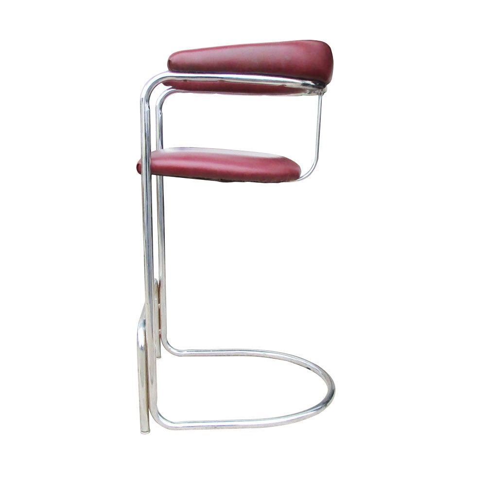 Vintage Lorenz Chrome Counter Bar Stool For Sale at 1stdibs