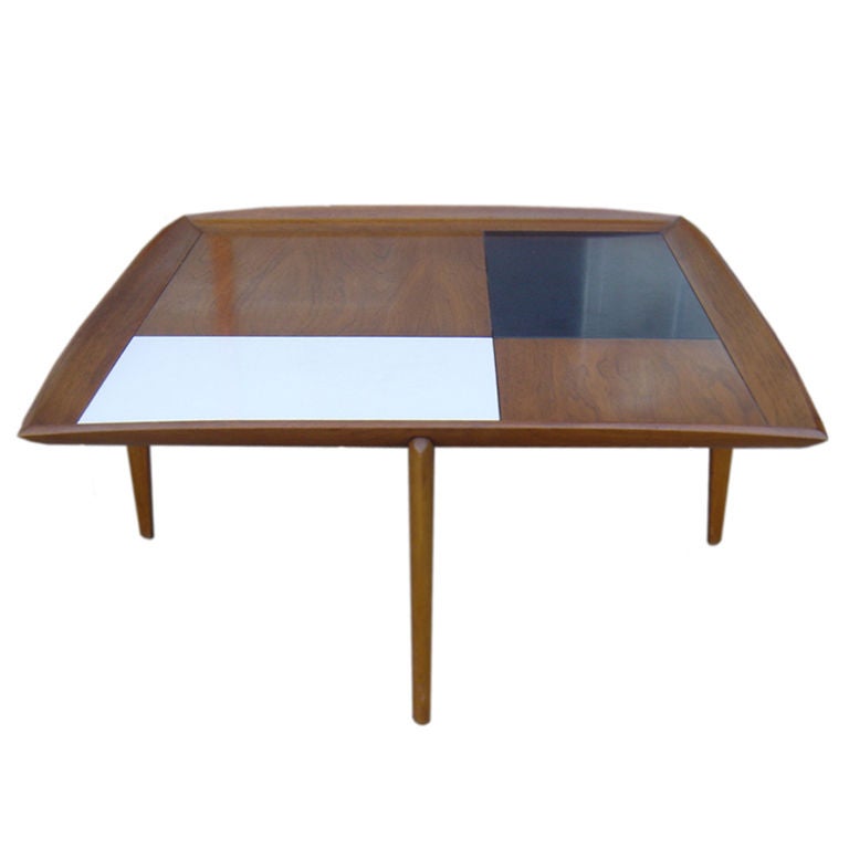 3 FT Square John Keal For Brown Saltman Checkered  Coffee Table 
