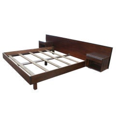 Scandinavian Rosewood Queen Size Bed With Nightstands