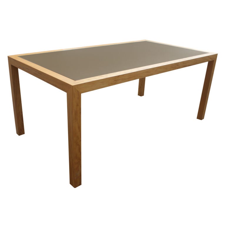 Custom made by Brochsteins Inc. of Texas.

A custom made table desk in maple with a leather insert top and pencil drawer. 


We have other pieces from this group in Birdseye maple:
 