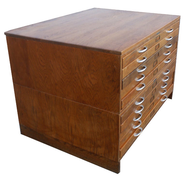 Ten Drawer Oak Mayline Flat File Cabinet