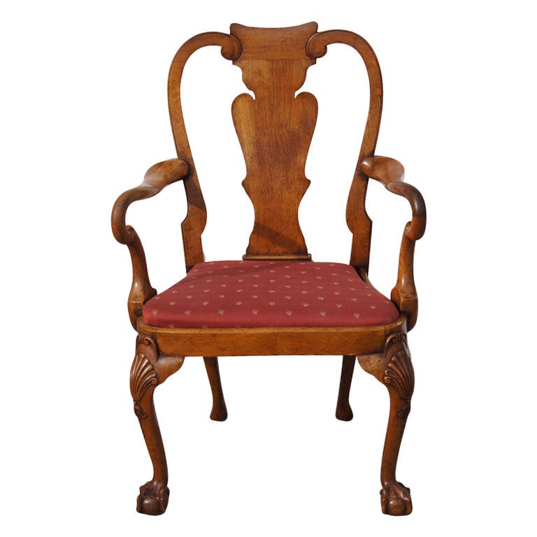 Chippendale Style Walnut Arm Chair