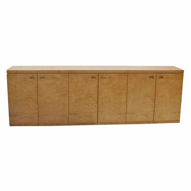 Long Burled Maple Credenza For Sale at 1stDibs