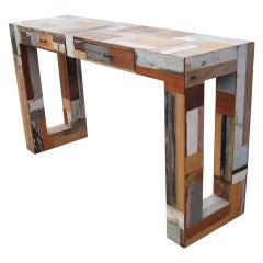 Patchwork Wooden Parsons Style Console 9