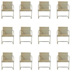 Twelve Mies Van Der Rohe For Knoll Tubular Brno Arm Chairs