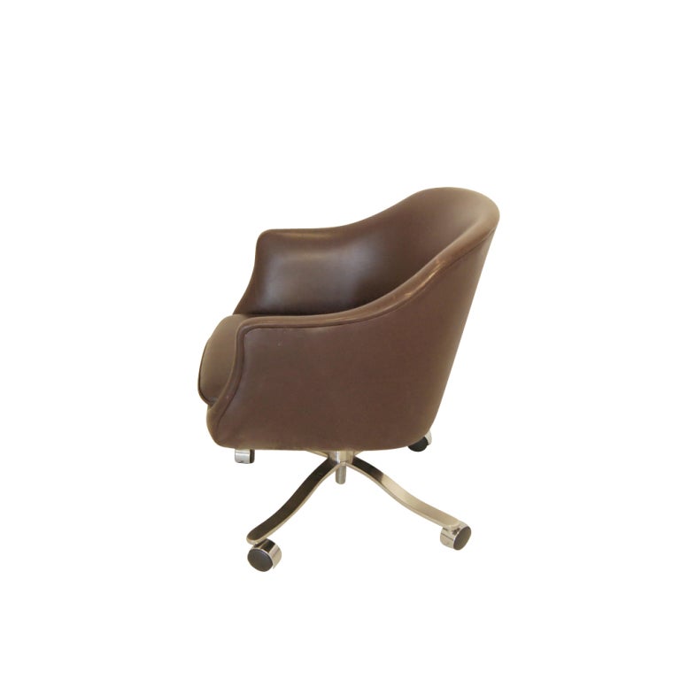 Nicos Zographos Brown Leather Bucket Chair (5 Available)