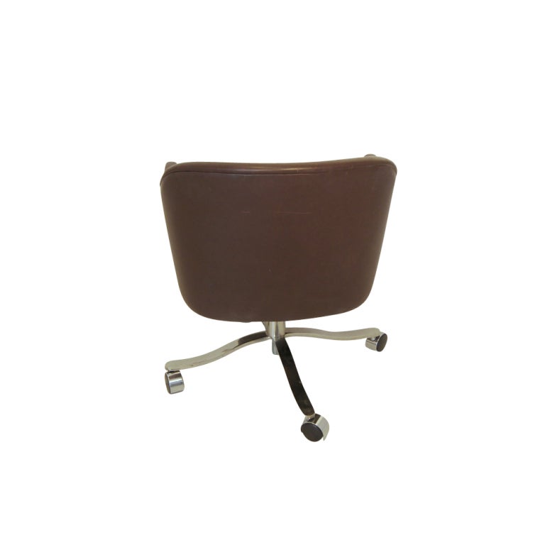 American Nicos Zographos Brown Leather Bucket Chair (5 Available)