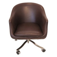Vintage Nicos Zographos Brown Leather Bucket Chair (5 Available)