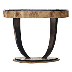 Vintage Art Deco Style Burled Console Table