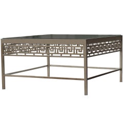 Metal and Glass Greek Key Design Coffee Table