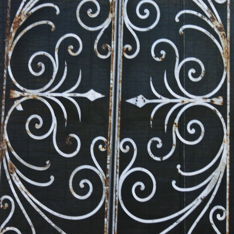 Vintage Tall Wrought Iron Gates   In Distressed Condition In Pasadena, TX