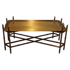 Brass Faux Bamboo Coffee Table Attributed To Maison Jansen