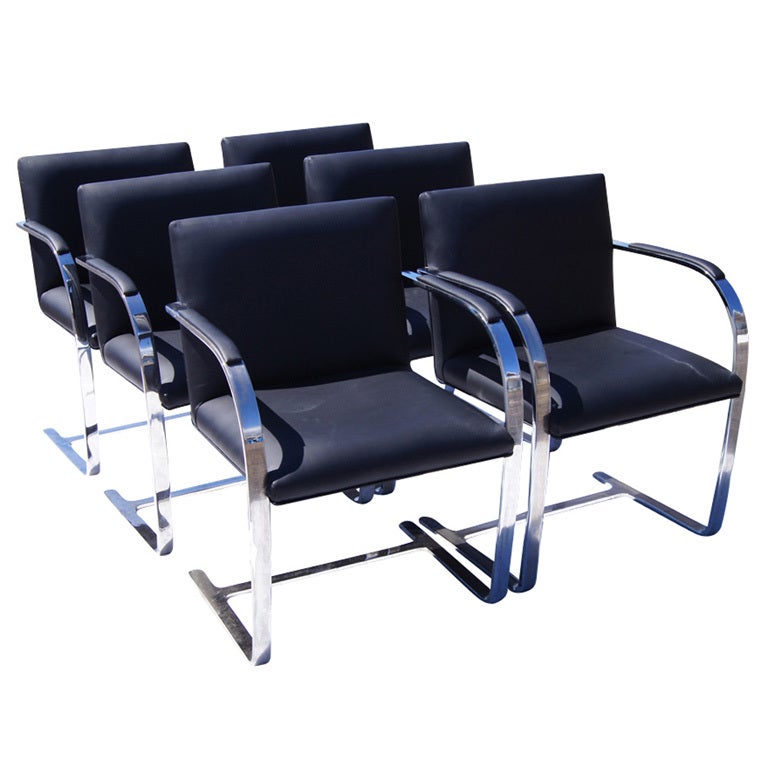 4 Gordon International Mies Van Der Rohe Flat Bar Brno Arm Chairs