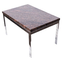 Vintage Rectangular Granite And Chrome Coffee Table