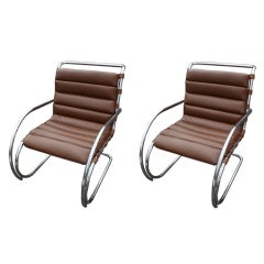 Pair Of Mies Van Der Rohe For Knoll MR Arm Chairs (248LS)