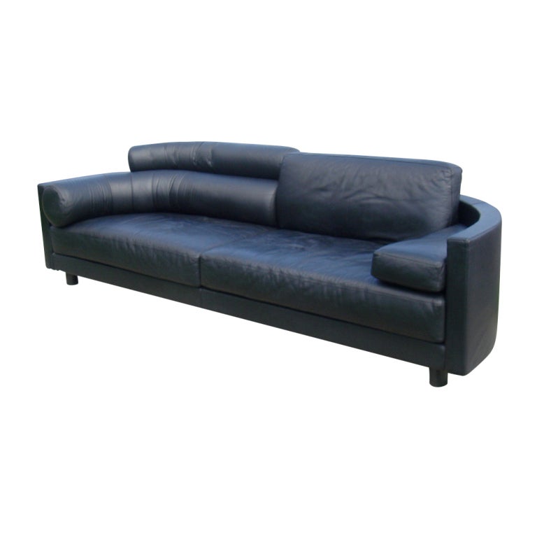 Pace Black Leather Sofa
