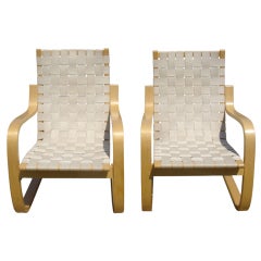 Pair Of Alvar Aalto For Artek Lounge Chairs