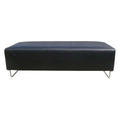 Cassina Black Leather And Chrome Bench