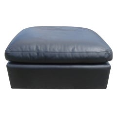 Charles Pfister For Knoll Black Leather Ottoman