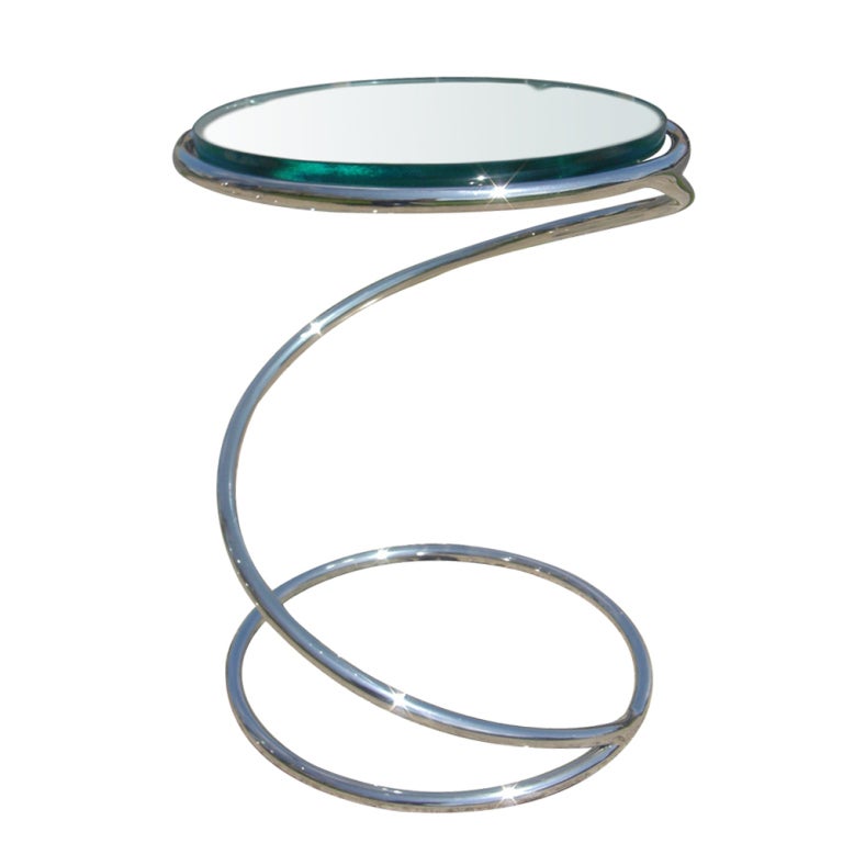 Pace Chrome And Glass Spring Side Tables