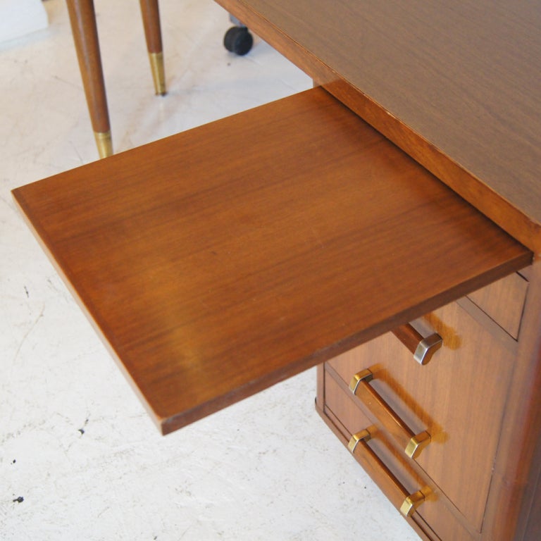 Mid Century Angled Walnut Desk 1