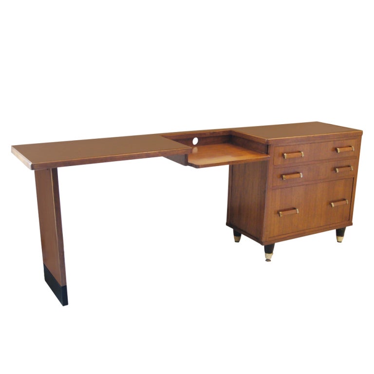 Mid Century Angled Walnut Desk 3