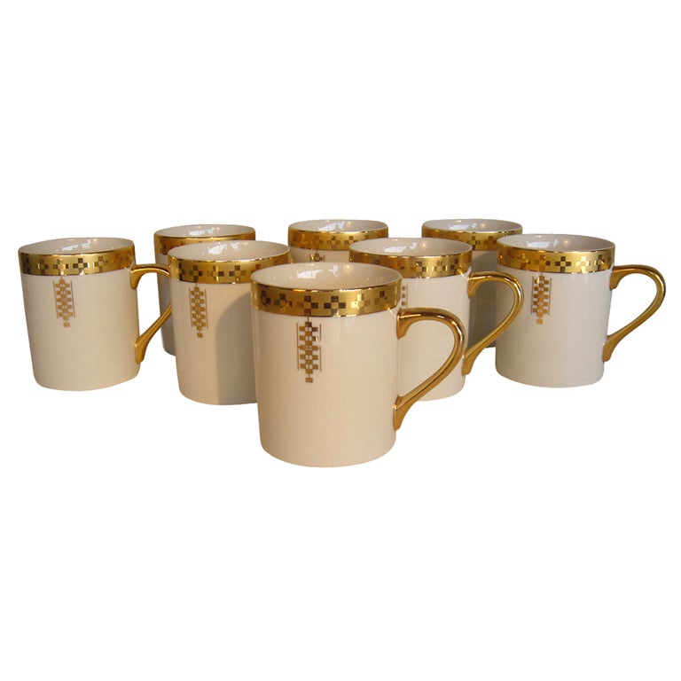 Eight Frank Lloyd Wright For Tiffany Coffee Mugs