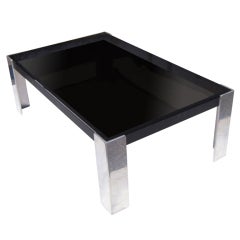 Modernist Chrome And Smoked Glass Cocktail Coffee Table